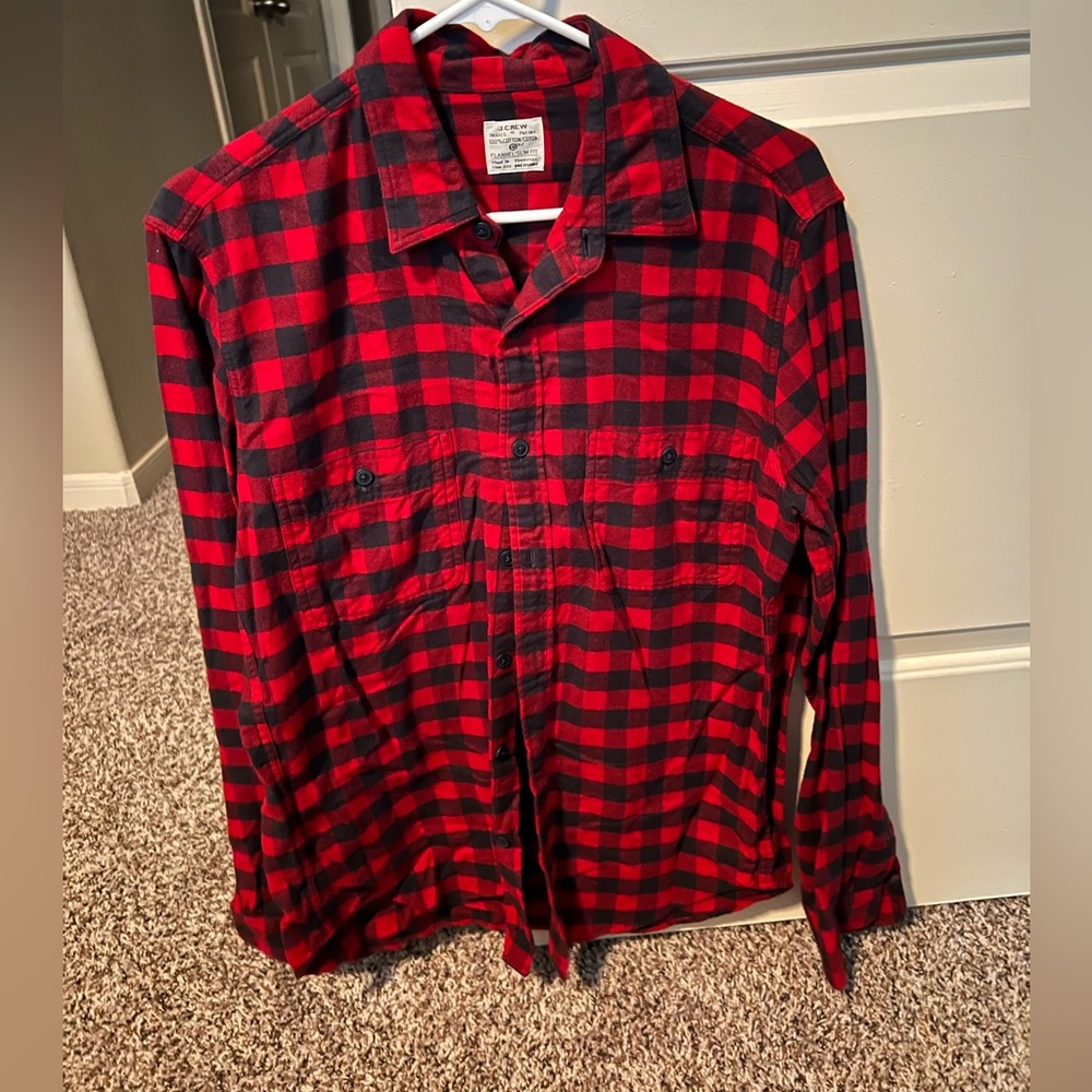 J. Crew checkered red and black button up.